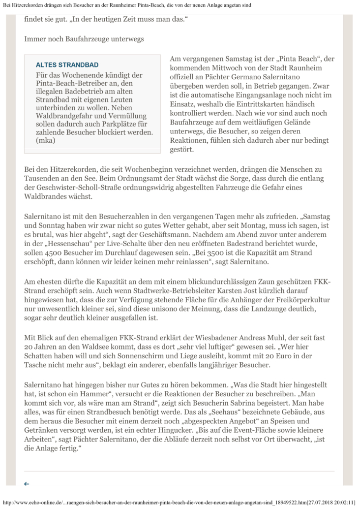 Bei Hitzerekorden drängen sich Besucher an der Raunheimer Pinta